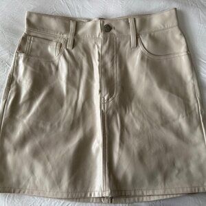 Madwell Faux Leather Cream Skirt